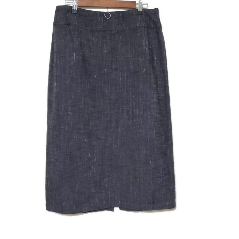 Eileen Fisher cotton linen midi pencil skirt Med